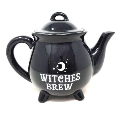 Witches Brew Ceramic Cauldron Tea Pot/Kettle 7"L x 5.50"H with Lid