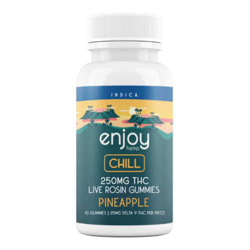 enjoy hemp Live Rosin Mega Dose Delta 9 THC 250mg Gummies for Chill (Indica-Infused Pineapple) - 25mg each | 10 gummies