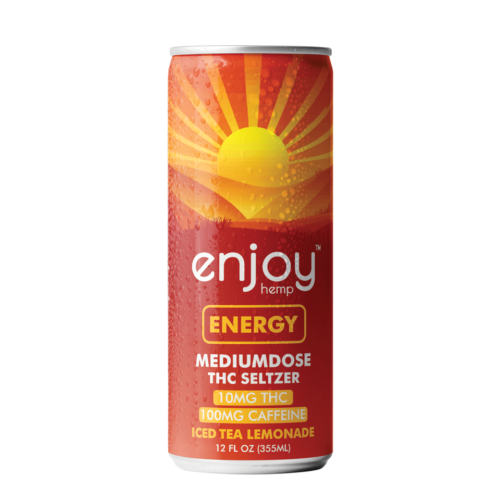 enjoy hemp 10mg THC + 100mg Caffeine Iced Tea Lemonade Seltzer for Energy | Medium Dose