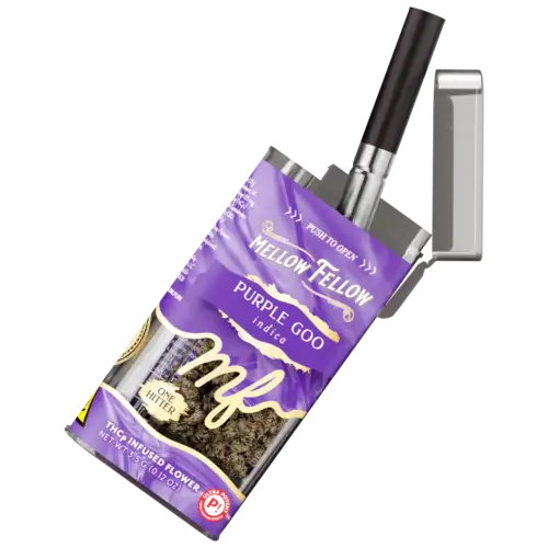 Mellow Fellow Infused Flower + One Hitter 3.5g THCp Purple Goo (Indica)
