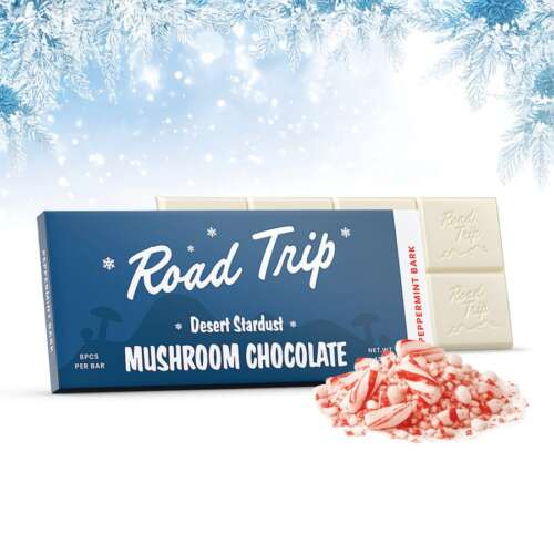 Road Trip Desert Stardust Magic Mushroom Chocolate Bar – Peppermint Bark