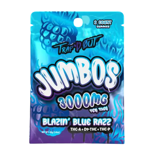 Trap'd Out Jeffrey 2ct Jumbo Gummies - Blazin' Blue Razz