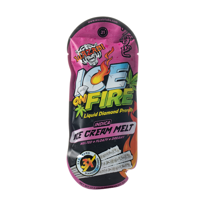 Wazabi Exotics THCA Ice On Fire Liquid Diamond Pre Rolls 3pk - Image 5