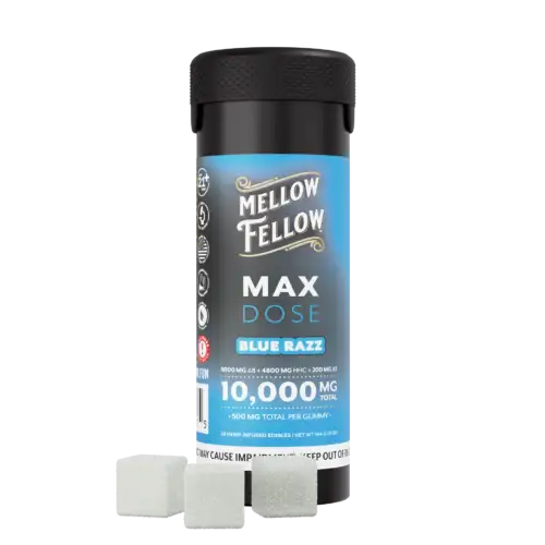 Mellow Fellow - Max Dose Gummies - 20 ct 10,000mg - Blue Razz