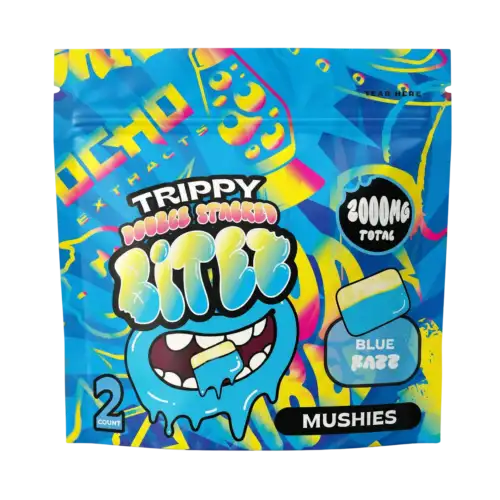 Trippy BITEZ Double-Stacked Mushies Gummies - Blue Razz - 2,000mg - 2pk