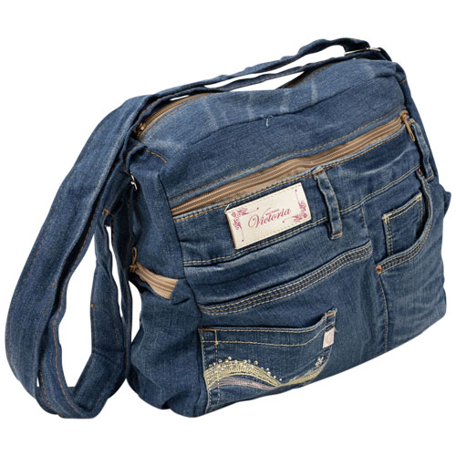 JEAN SHOULDER BAG W/SIDE POCKET