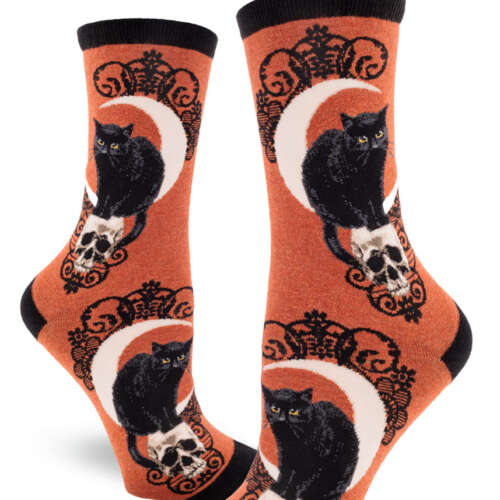 ModSocks - Black Cat Moon Women’s Crew Socks – Heather Sienna