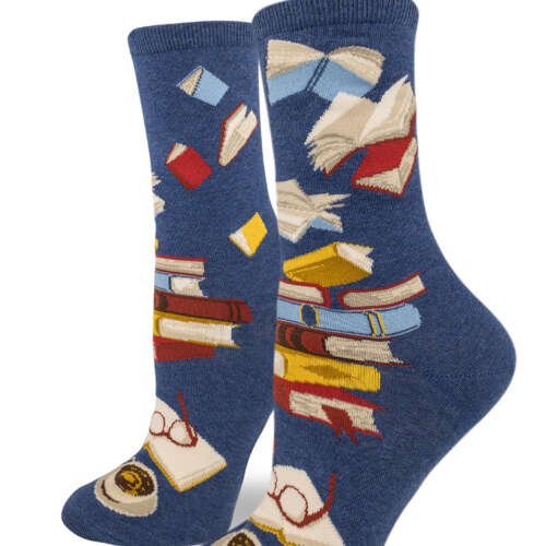 ModSocks - Bibliophile Women’s Crew Socks – Heather Blue