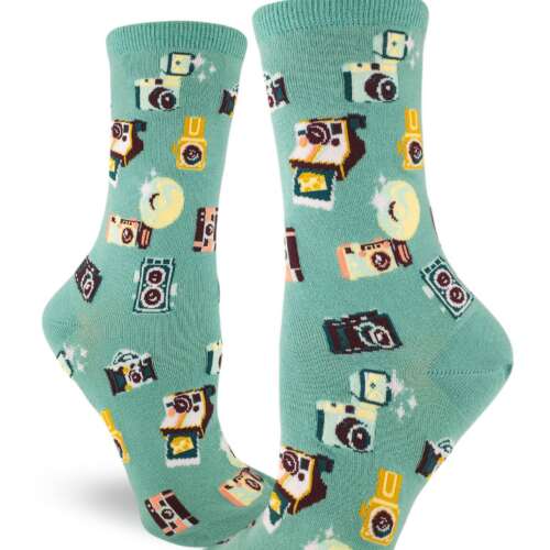 ModSocks - Say Cheese Women’s Crew Socks – Dusty Turquoise