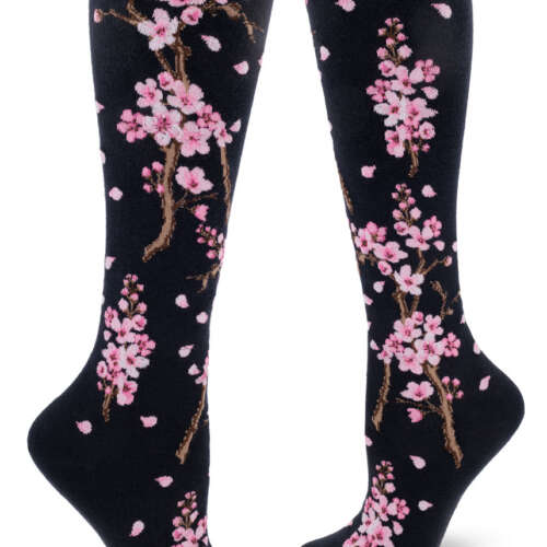 ModSocks - Cherry Blossom Knee-High Socks – Deep Navy