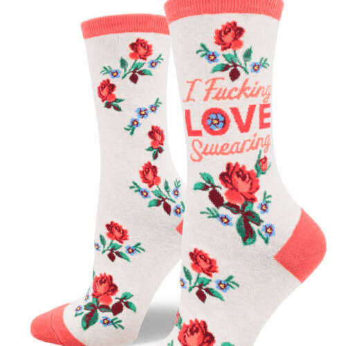 ModSocks - I Love Swearing Women’s Crew Socks – Heather Cream