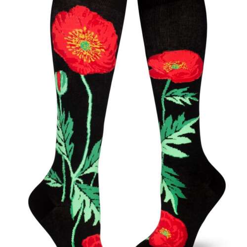 ModSocks - Bold Poppies Knee-High Socks – Black