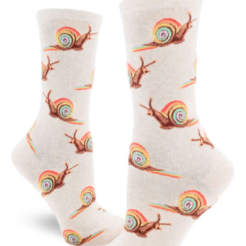 ModSocks - Rainbow Snail Women’s Crew Socks – Heather Cream