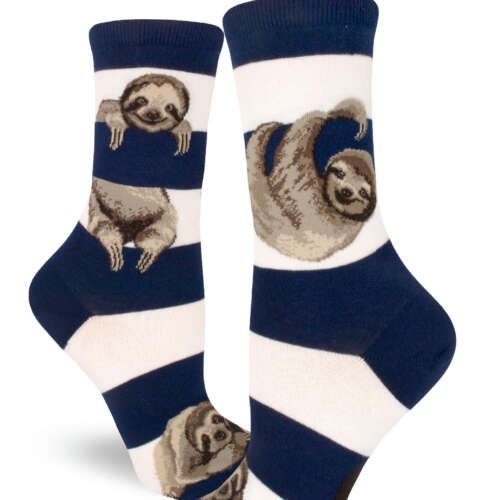 ModSocks - Sloth Stripe Women’s Crew Socks – Navy
