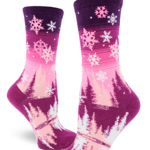 ModSocks - Snowflakes Women’s Crew Socks – Sugar Plum