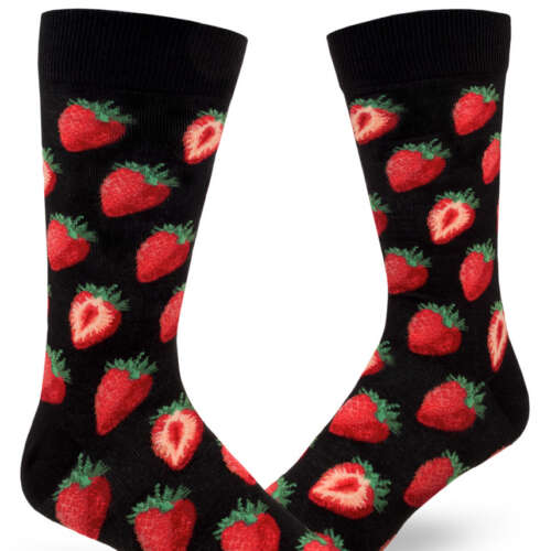 ModSocks - Sweet Strawberries Men’s Crew Socks – Black