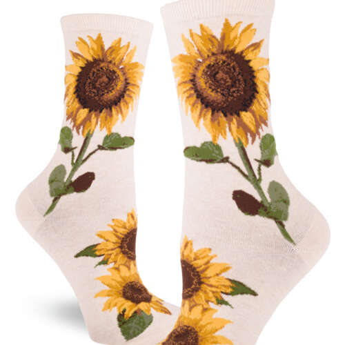 ModSocks - Sunflower Women’s Crew Socks – Heather Cream