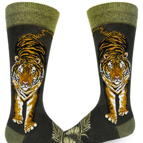 ModSocks –  Fierce Tiger Men’s Crew Socks Socks – Heather Peat