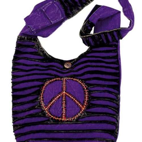 PURPLE / BLACK RIBBED PEACE MONK BAG