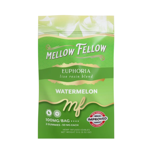 Mellow Fellow Live Resin M-Fusions 2pc Edibles 100mg Euphoria Blend Watermelon