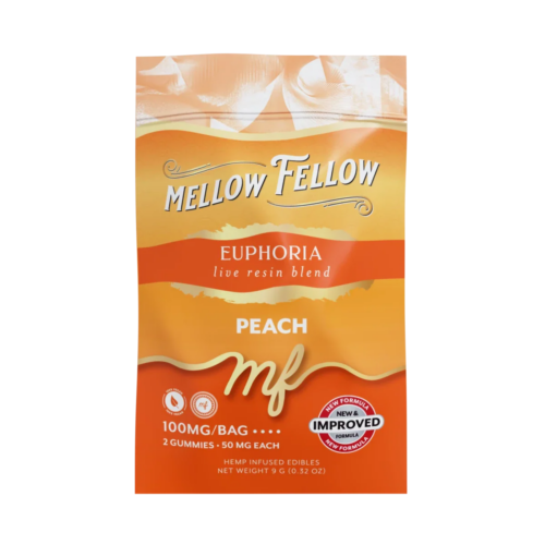 Mellow Fellow Live Resin M-Fusions 2pc Edibles 100mg Euphoria Blend Peach