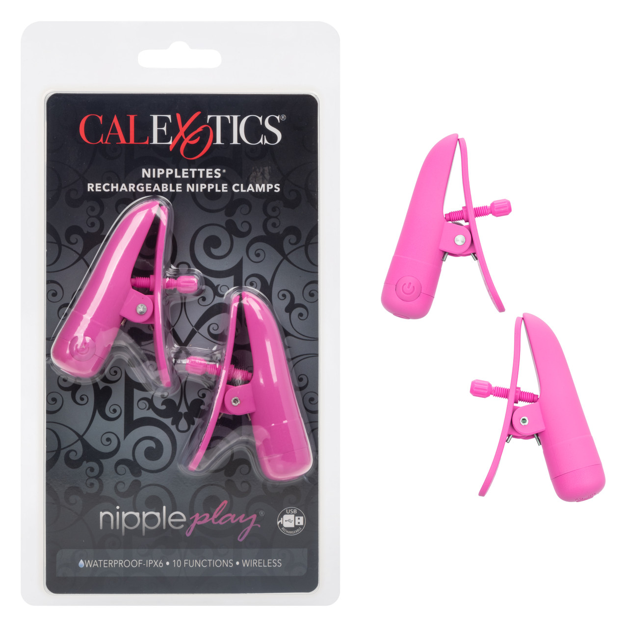 CalExotics Nipple Play® Nipplettes® Rechargeable Nipple Clamps - Pink