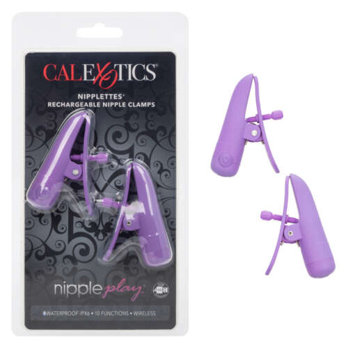 CalExotics Nipple Play® Nipplettes® Rechargeable Nipple Clamps - Purple