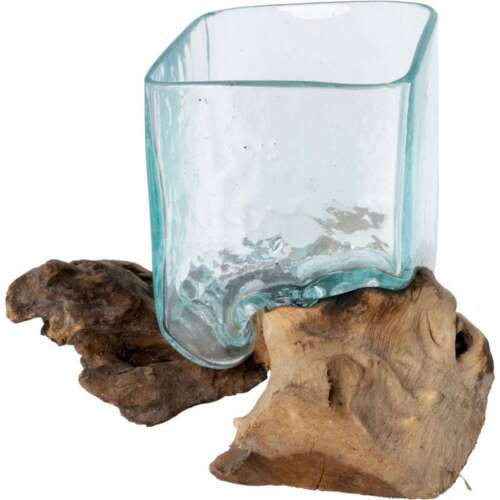 LARGE SQUARE MOLTEN GLASS BOWL